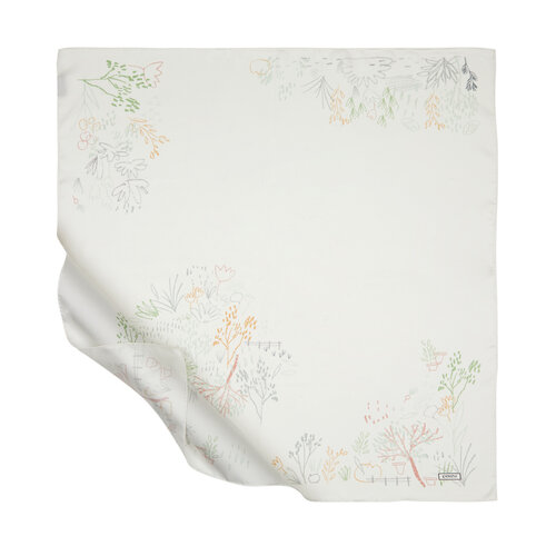 White Pretty Garden Twill Silk Scarf