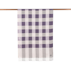 White Purple Buffalo Checked Silk Scarf - Thumbnail