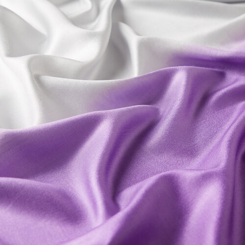 White Purple Gradient Silk Scarf