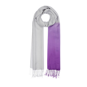 White Purple Gradient Silk Scarf - Thumbnail