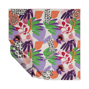 White Purple Sweet Fruits Twill Silk Scarf - Thumbnail