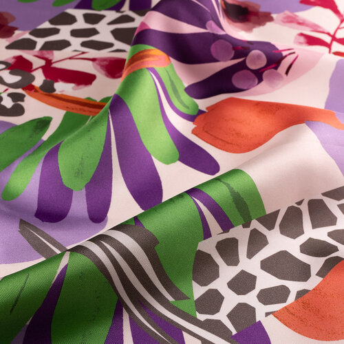 White Purple Sweet Fruits Twill Silk Scarf