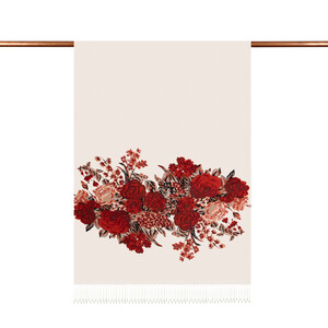 ipekevi - White Red Palace Garden Print Silk Scarf (1)