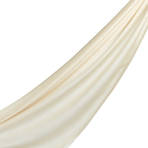 White Reversible Cotton Silk Scarf - Thumbnail