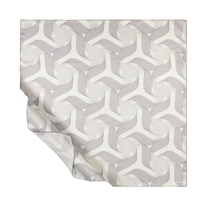 White Ribbon Print Silk Twill Scarf - Thumbnail