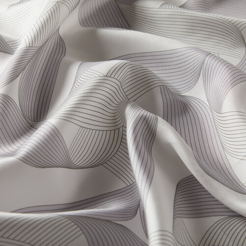 White Ribbon Print Silk Twill Scarf