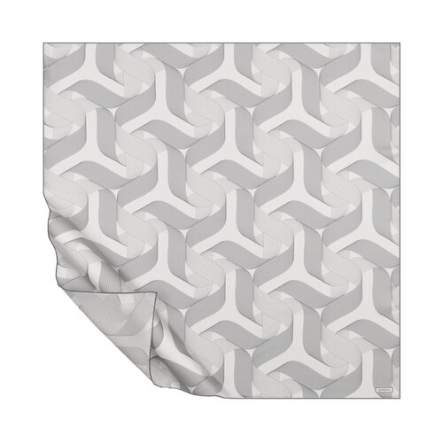 White Ribbon Print Silk Twill Scarf