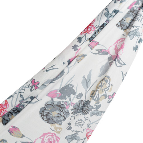 White Rose Print Modal Cotton Scarf