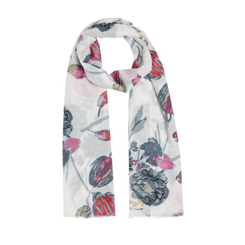 White Rose Print Modal Cotton Scarf