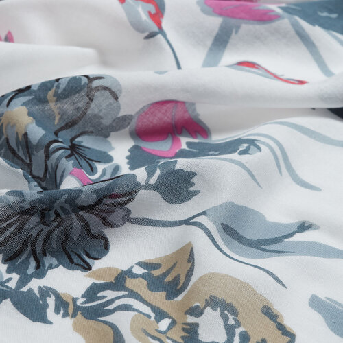White Rose Print Modal Cotton Scarf