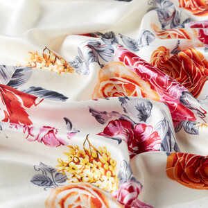 White Royal Dream Print Silk Scarf - Thumbnail