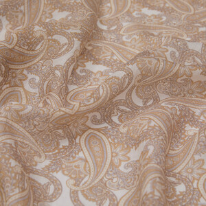 White Sand Beige Mezopotamya Model 01 Print Tencel Scarf - Thumbnail