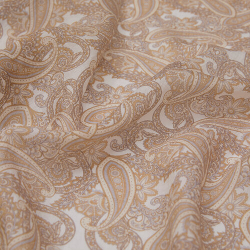 White Sand Beige Mezopotamya Model 01 Print Tencel Scarf