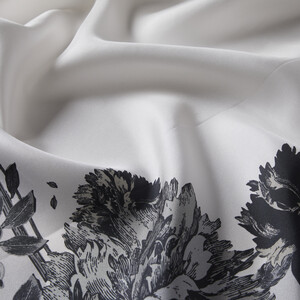  White Silver Carnation Twill Silk Scarf - Thumbnail