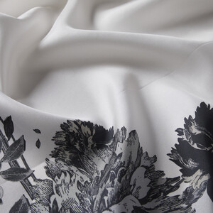 ipekevi - White Silver Carnation Twill Silk Scarf (1)