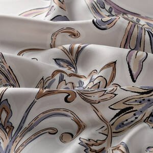 White Spring Buta Twill Silk Scarf - Thumbnail