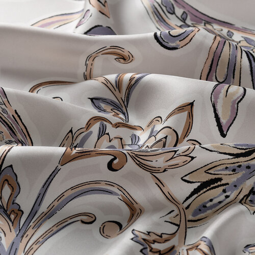 White Spring Buta Twill Silk Scarf