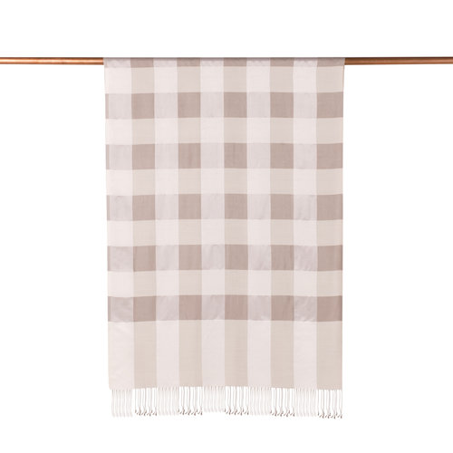 White Stone Buffalo Checked Silk Scarf