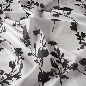 White Vintage Silhouette Print Silk Twill Scarf - Thumbnail