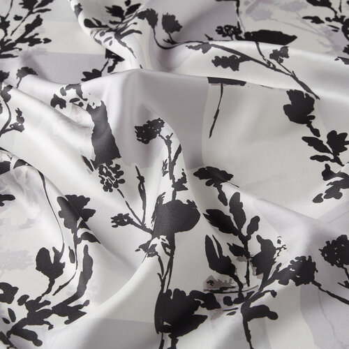 White Vintage Silhouette Print Silk Twill Scarf