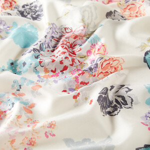 White Waterside Garden Print Silk Scarf - Thumbnail