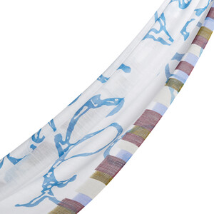 White Waterway Print Scarf - Thumbnail