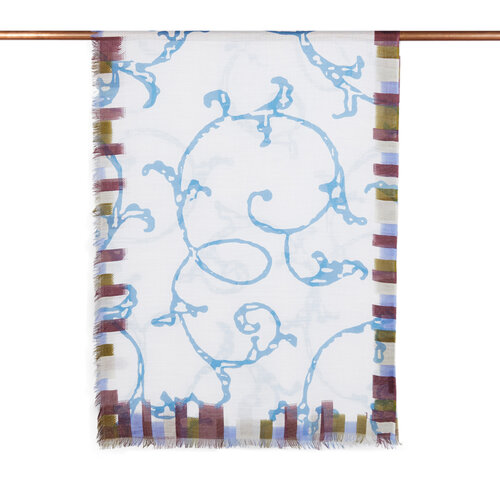 White Waterway Print Scarf