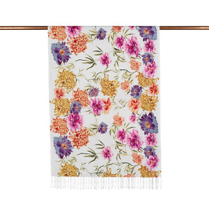 ipekevi - White Wild Garden Print Silk Scarf (1)