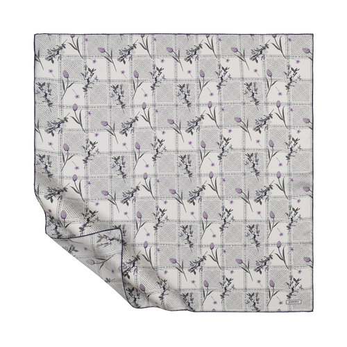 White Woven Lattice Twill Silk Scarf