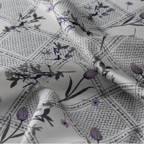 White Woven Lattice Twill Silk Scarf