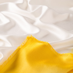 White Yellow Gradient Silk Scarf - Thumbnail