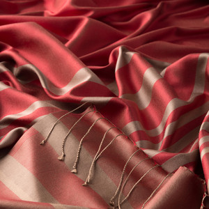 Wild Strawberry Meridian Striped Silk Scarf - Thumbnail