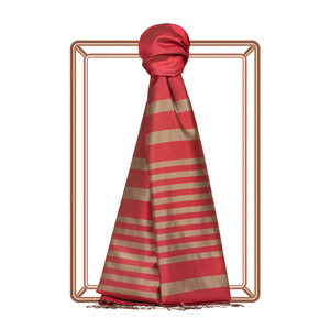 Wild Strawberry Meridian Striped Silk Scarf - Thumbnail