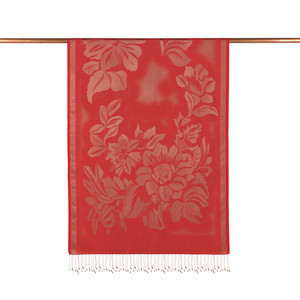 Wild Strawberry Red Nev Garden Jacquard Silk Scarf - Thumbnail