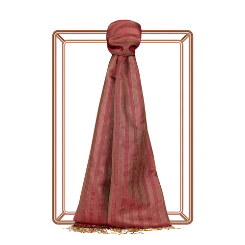 Wild Strawberry Stripe Patterned Silk Shawl