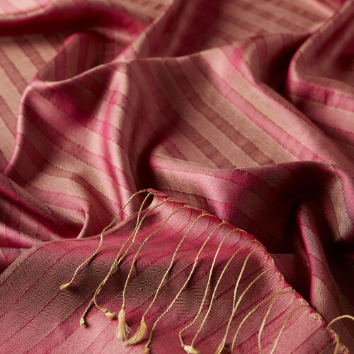 Wild Strawberry Stripe Patterned Silk Shawl