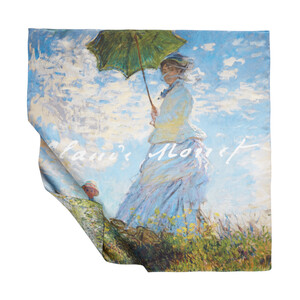 Woman with a Parasol Satin Silk Scarf - Thumbnail