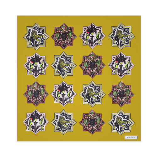 Yağ Yeşili Selçuklu Saten İpek Mendil