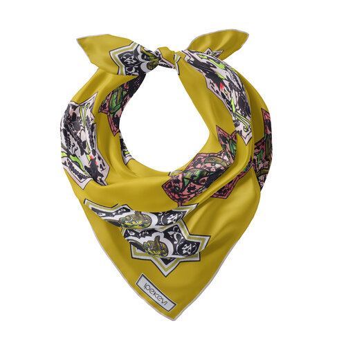 Yağ Yeşili Selçuklu Saten İpek Mendil