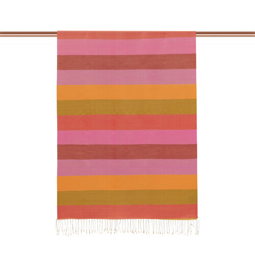 Yellow Block Striped Reversible Silk Scarf