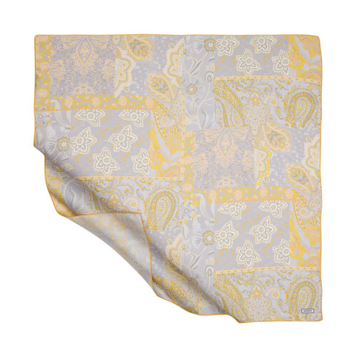 Yellow Bohemian Pathcwork Twill Silk Scarf