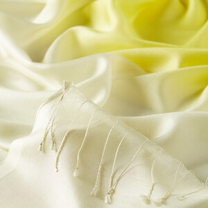 Yellow Cream Gradient Silk Scarf - Thumbnail