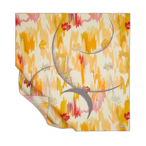 Yellow Crescent Twill Silk Scarf - Thumbnail