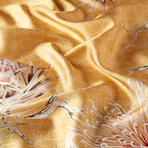 Yellow Fuji Monogram Silk Twill Scarf - Thumbnail