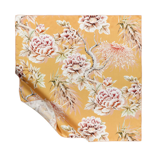 Yellow Fuji Print Silk Twill Scarf