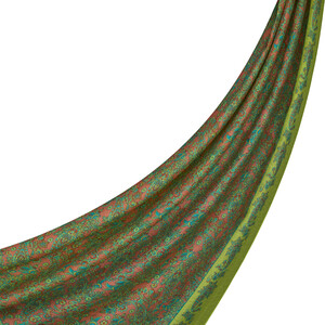 Yellow Green Mezopotamya Model 06 Print Tencel Scarf - Thumbnail