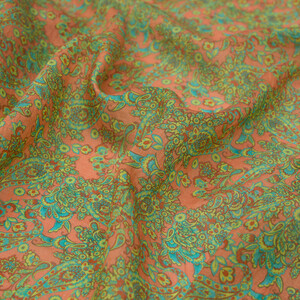 Yellow Green Mezopotamya Model 06 Print Tencel Scarf - Thumbnail