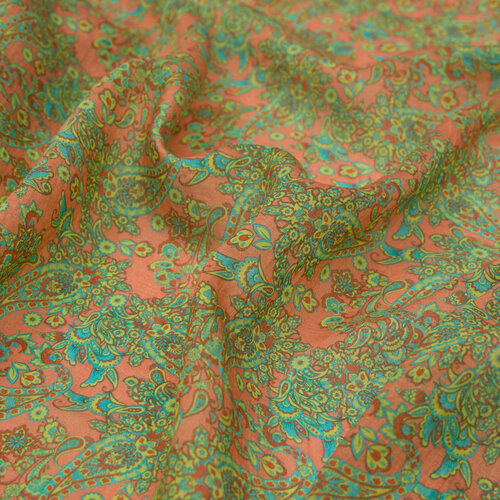 Yellow Green Mezopotamya Model 06 Print Tencel Scarf