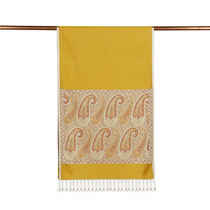 Yellow Jacquard Hand Woven Prime Silk Scarf - Thumbnail