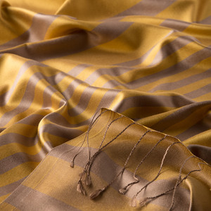 Yellow Meridian Striped Silk Scarf - Thumbnail